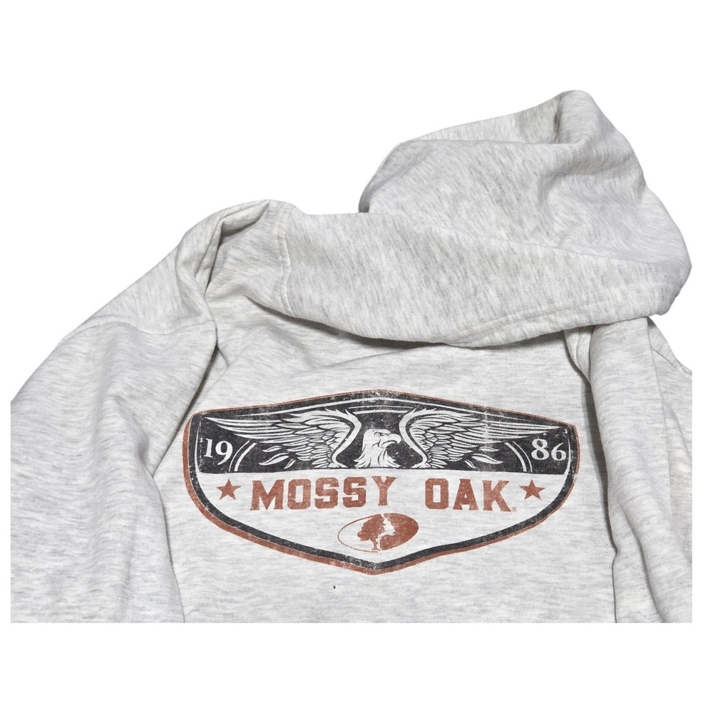 Mossy Oak Hoodie Men 2XL Grey Graphic Eagle Pullover Sweatshirt 1986 Outdoor
